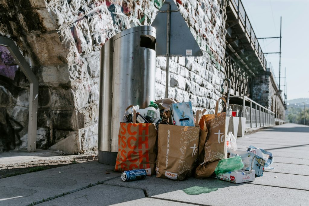 Waste ready to be removed.